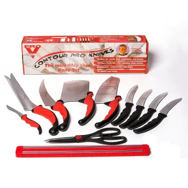 Набор кухонных ножей Contour Pro с нержавеющей стали/пластик, UNI Knives + магнитная рейка (10 предметов)