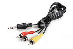 Популярний! Шнур відео-аудіо mininJack 3,5 мм (короткий) – 3 RCA, 1м (Шнур mininJack 3,5 мм (короткий) – 3 RCA, 1м) - Краща якість
