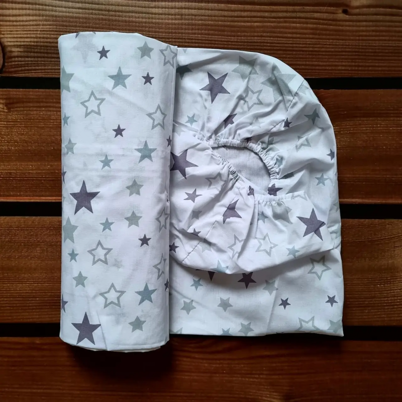 Простирадло в дитяче ліжечко 120*60 см на гумці бавовна BST Сірий, фото 1