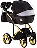 Коляска 2 в 1 Adamex Luciano Polar (Gold) Q85 чорний - чорна шкіра (видавлений точка), фото 5