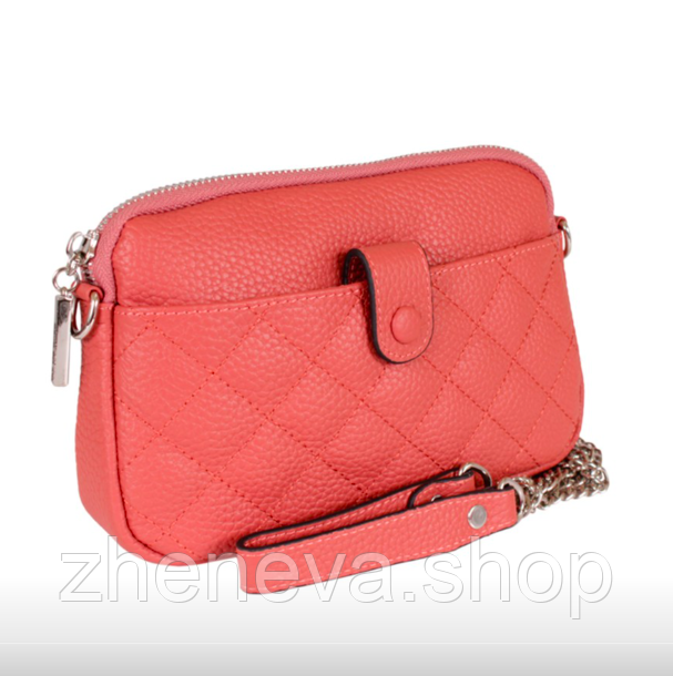 Маленька зручна сумочка клатч шкіряний теракотовий, цегляний колір, фото 1
