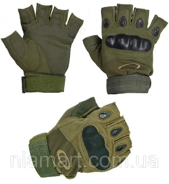 Тактичні рукавички Oakley без пальців Олива, XL