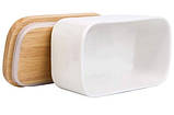 Маслянка керамічна 500 мл з бамбуковою кришкою та ножем для олії, фото 3