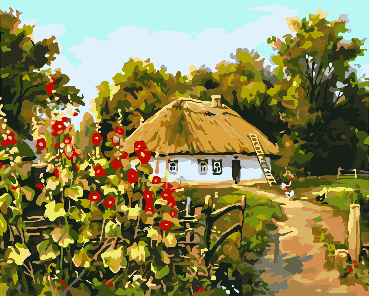 Картина за номерами Українська Хатина 40*50 см Орігамі LW 3162