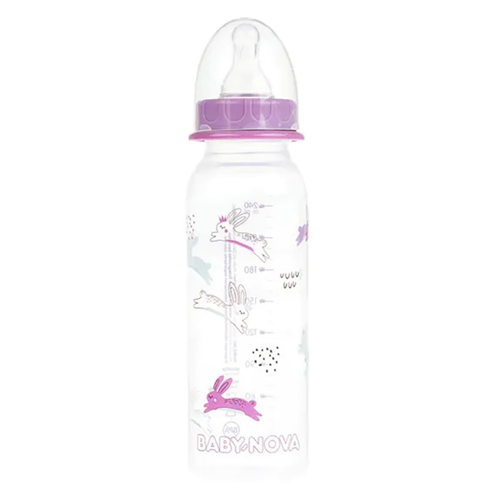 Пляшечка пластикова "Декор" для дівчинки 240 мл Baby-Nova 0m+ (4001071400115)