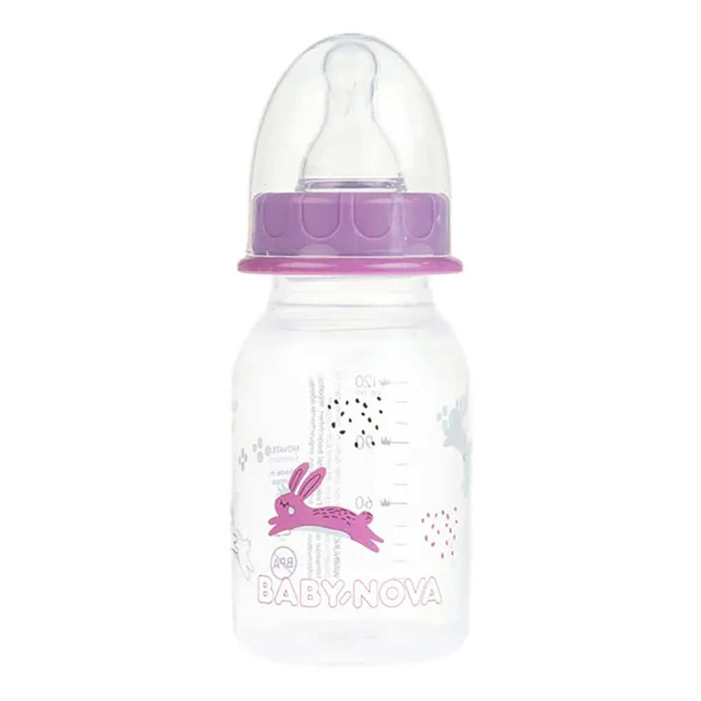 Пляшечка пластикова "Декор" для дівчинки 120 мл Baby-Nova 0m+ (4001071400085)