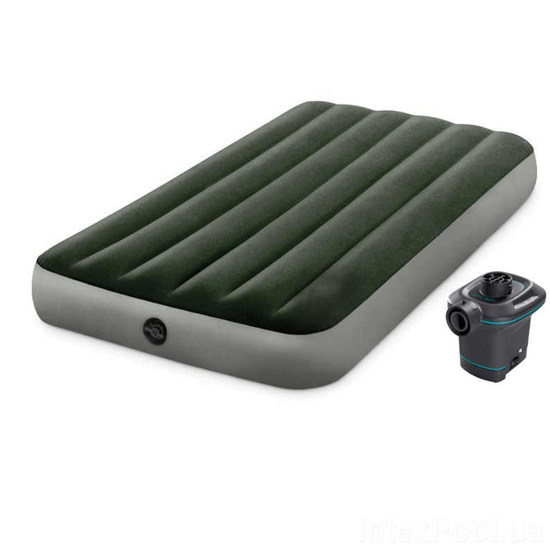 Надувний матрац Intex 64777, 99x191x25 см, з насосом
