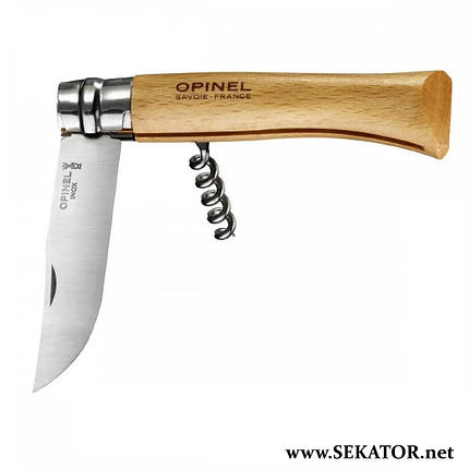 Туристичний ніж Opinel Inox №10 VRI зі штопором, нержавіча сталь (Франція), фото 2