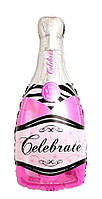 Фольгированная фигура "Бутылка шампанского розовая" 104х49см Китай