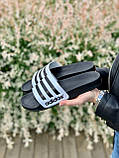 Шльопанці чоловічі Adidas капці адідас чорні з білим шльопанці сланці, фото 5
