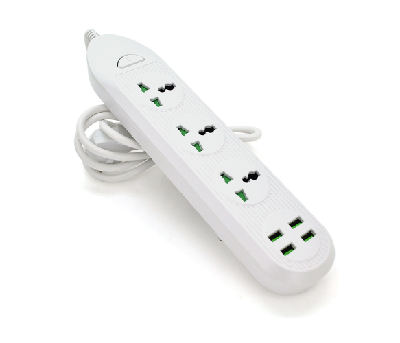 Сетевой фильтр ТВ-Т16mini, 3 розетки + 4 USB, 2 м, сечение 3х0,75мм, 3000W, White, Box