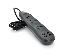 Сетевой фильтр ТВ-Т16mini, 3 розетки + 4 USB, 2 м, сечение 3х0,75мм, 3000W, Black, Box