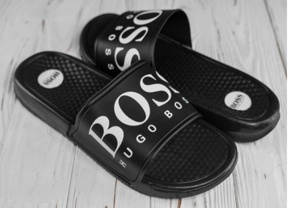 Шльопанці чоловічі Boss капці бос чорні шльопанці сланці