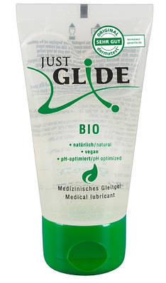 Змазка на водній основі для сексу Just Glide Bio 50 мл. Лубрикант для інтиму натуральна