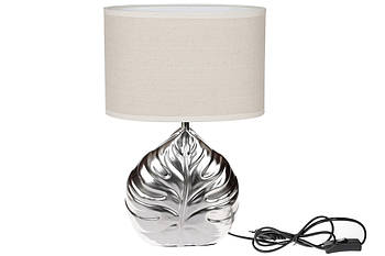 Світильник настільний, лампа, нічник, Аркуш Монстери, 38,5 см, колір — срібло