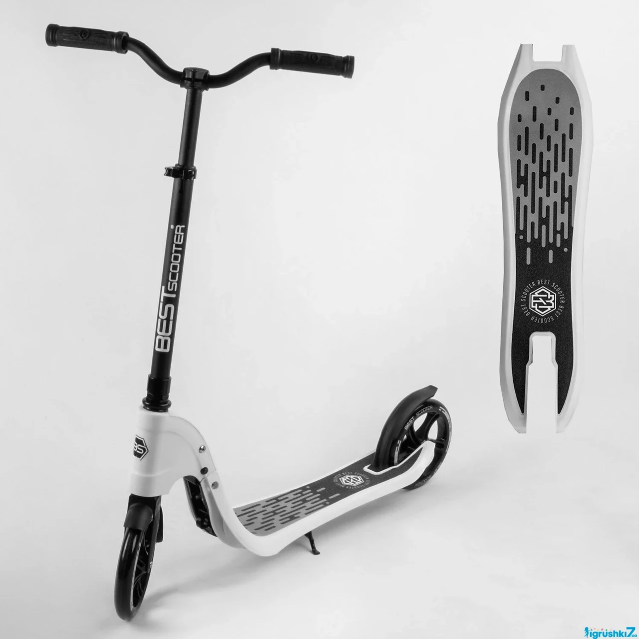 Самокат двоколісний 52753 "Best Scooter" (2) колір БІЛИЙ, колеса PU - 20 см, широкий велосипедне кермо, новий затиск керма, в