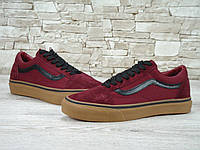 Кеды мужские Vans Old Skool бордовые, Ванс Олд Скул замша, текстиль. код KD-11097