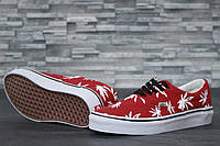 Кеды женские Vans Vault Era LX OG 'Palm Leaf' красные с белым, Ванс Эра текстильные, легкие. код KD-50019.