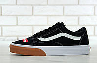 Кеды мужские Vans Old Skool x Supreme черные с белым, Ванс Олд Скул замша, хлопковый текстиль. код KD-11552.