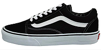 Кеды женские Vans Old Skool черные с белым, Ванс Олд Скул замша, хлопковый текстиль. код KD-10780