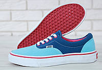 Кеди жіночі Vans Authentic темно-синій з голубим, Ванс Аутентик текстальні, легені. код KD-10038