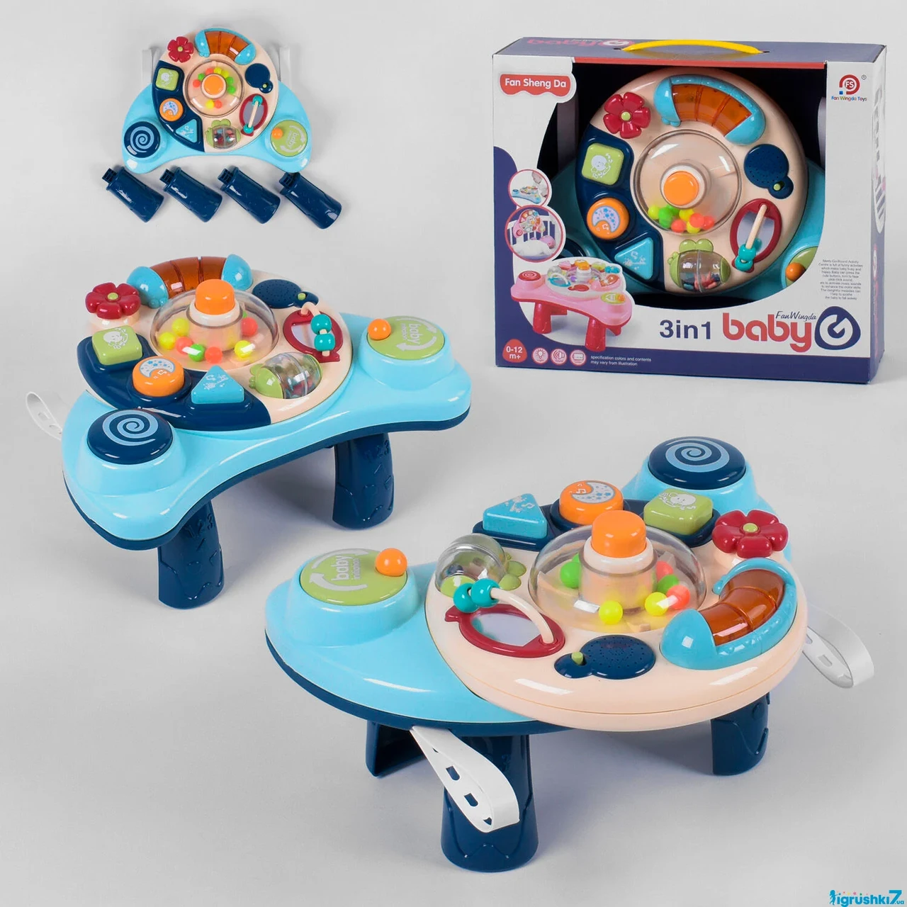 Ігровий центр 898-2100 (12/2) 3в1, пискавка, тріскачка, світло, звук, в коробці