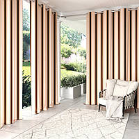 Садові штори в смужку купити Wood Luxury непромокальна 175х220 см Коричневий/Молочний.