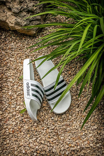 Купить Мужские шлепанцы Adidas, черно-белые шлепки адидас сланцы ...