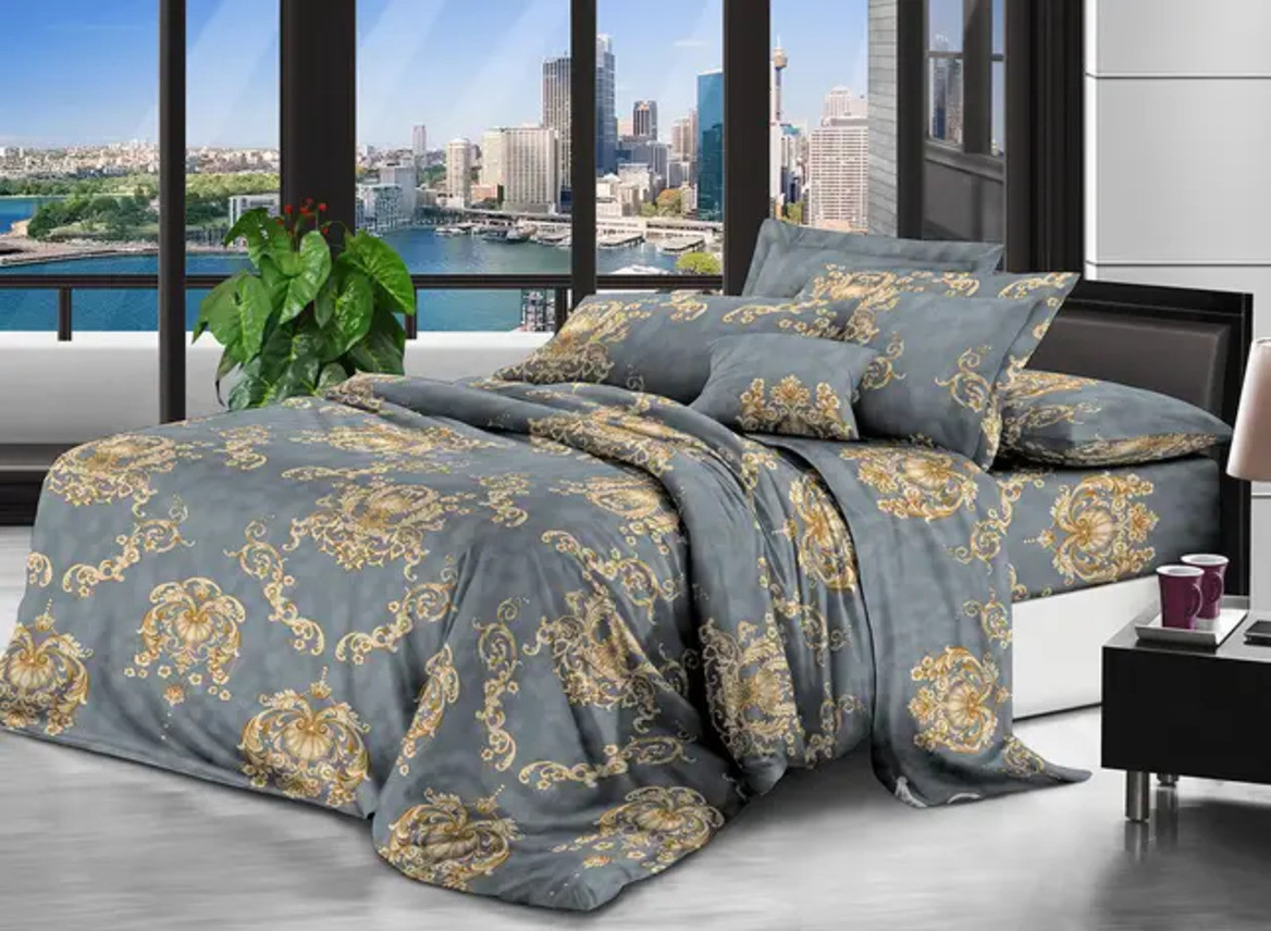 Полуторний комплект постільної білизни 150х220 Бязь бавовна поліестер (19570) Сучасна постільна білизна, фото 1