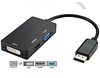 Перехідник Конвертер DisplayPort to HDMI DVI VGA 3 IN 1