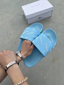 Жіночі Шльопанці Balenciaga Slides Small Logo Blue 36-37-38-39-40-41