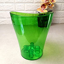 Зелений вазон для орхідей з хвилястим верхом із світлопропускаючого пластику 15,5 см Ніка