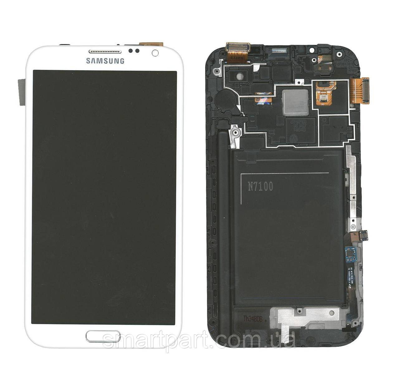 Матриця з тачскрином (модуль) Samsung Galaxy Note 2 GT-N7100 білий з рамкою
