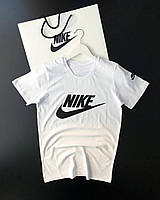 Мужская Летняя Футболка Nike (Найк) В Белом Цвете с Большим Логотипом | Белая Футболка Nike (Найк) Big logo