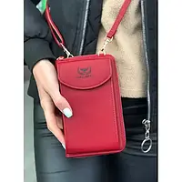 Вертикальный женский кошелек-сумка Wallerry ZL8591 Бордовый