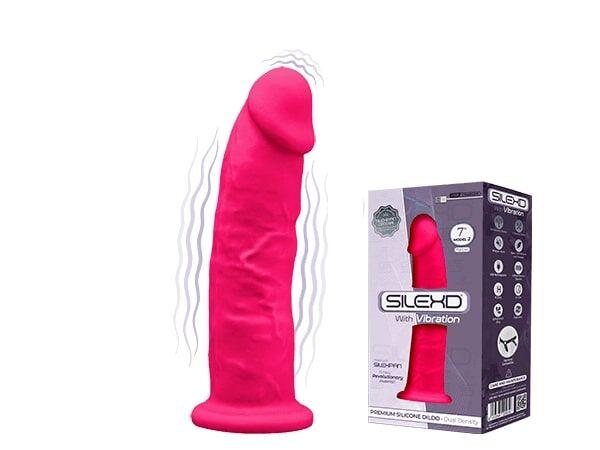 Фалоїмітатор з вібрацією SilexD Henry Vibro Pink (MODEL 2 size 7in), двошаровий, діаметр 4,4 см 777Store.com.ua