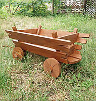 Садовий візок дерев'яний ручної роботи для декору саду світло-коричневий 80 см