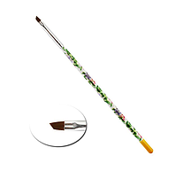 Пензлик для малювання Naomi No 4, скошений, з квітковим принтом