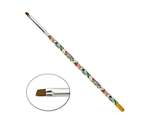 Пензлик для малювання Naomi No 6, скошений, з квітковим принтом