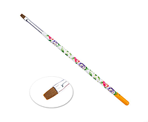 Пензель для гелю Naomi No 4, прямий, з квітковим принтом