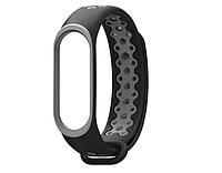 Ремешок браслет дышащий Mi Band 3 и 4- Grey & Black