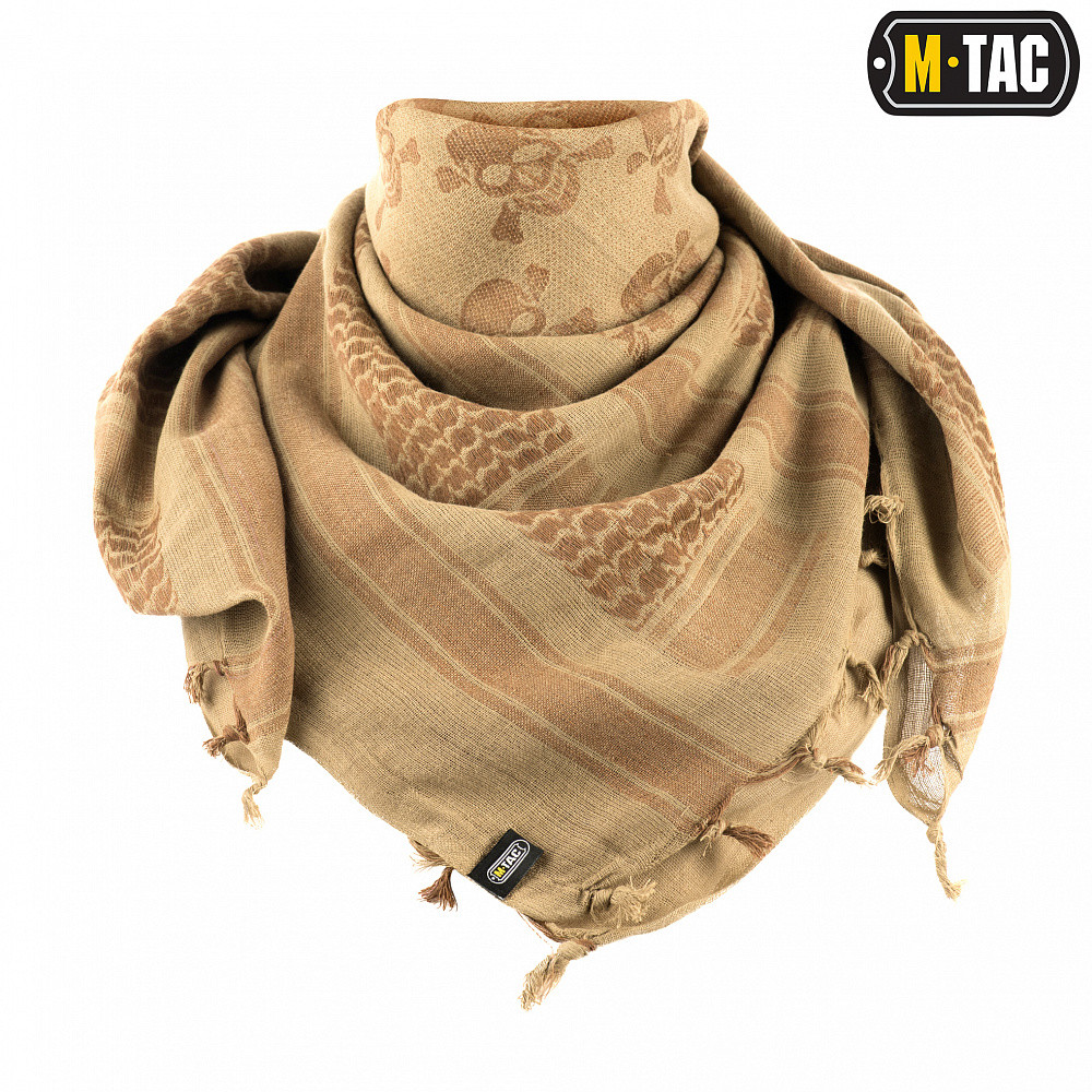 Арафатка ЗСУ бавовна койот, тактичний шарф платок шемаг з черепами M-TAC Pirate Skull Coyote/Brown, унісекс, всесезонний, фото 1