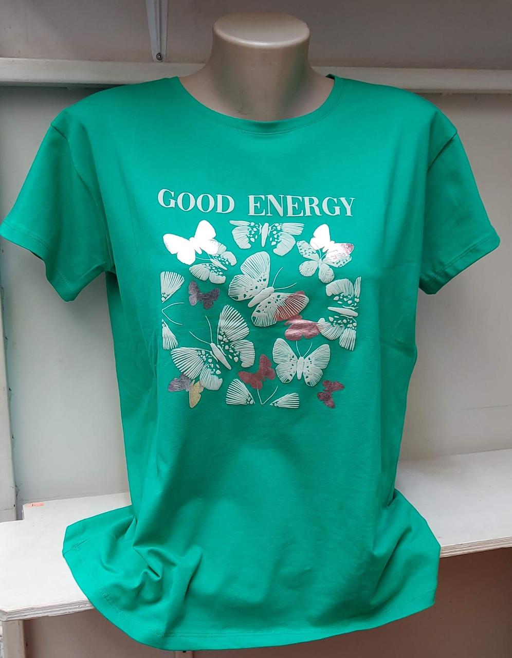 Футболка жіноча «Good Energy» з малюнком метеликів
