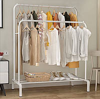 Универсальная двойная напольная стойка для одежды Double floor Hanger Белая
