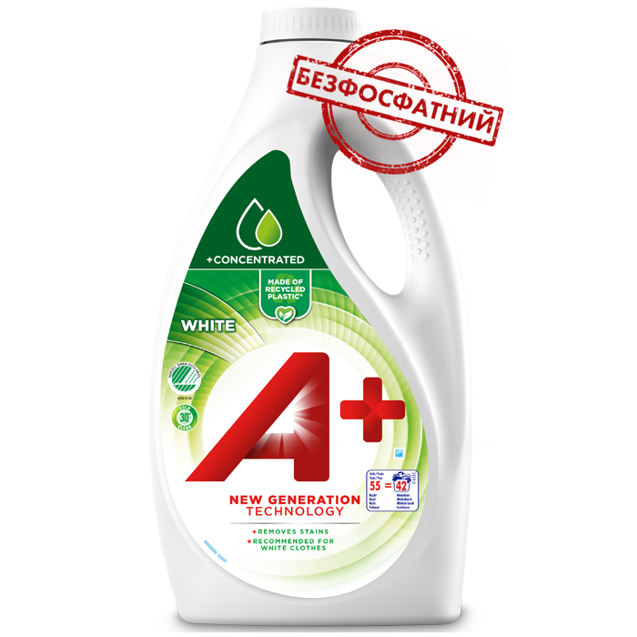 Гель для прання A+ White для білої білизни 2200 мл 42 пр