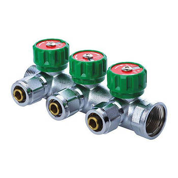 Коллектор вентильный с фитингом KOER KR.1122-3 1”x3 WAYS