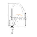 Змішувач для кухні з гнучким виливом сірого кольору Invena POGO Plus BZ-80-P05, фото 2