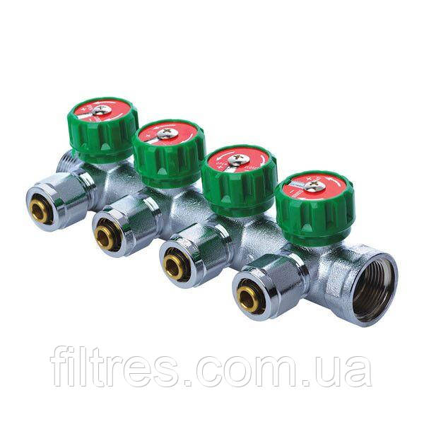 Коллектор вентильный с фитингом KOER KR.1122-4 1”x4 WAYS