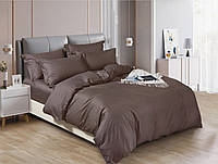 Комплект постельного белья Наша Швейка Сатин Premium+ Коричневый однотонный Евро 200х220 см
