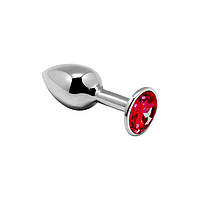 Анальна пробка з каменем Alive Mini Metal Butt Plug Red S